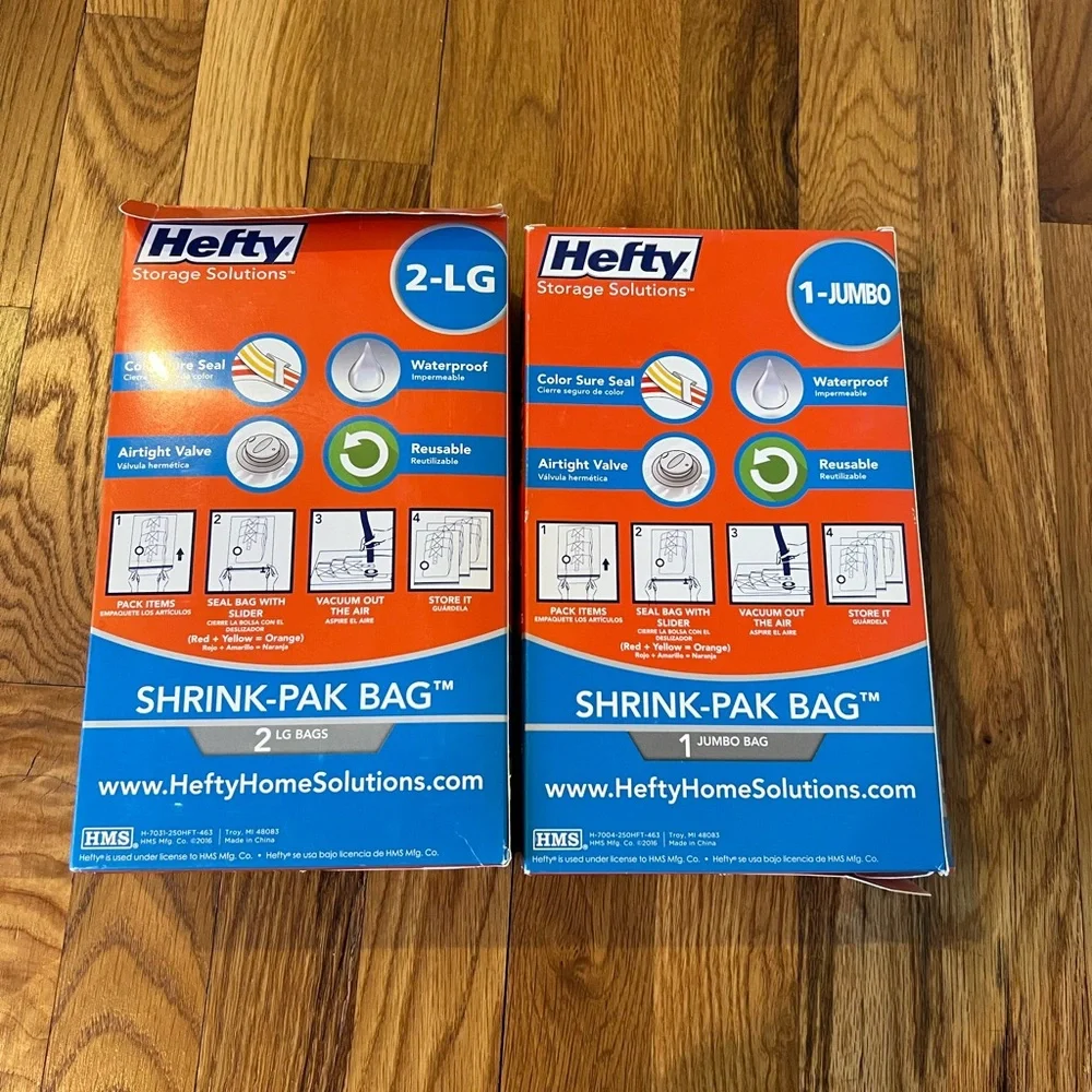Hefty Shrink-Pak Bags 2-LG and 1-Jumbo